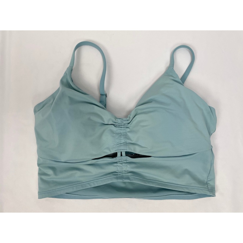Athleta Cinch Longline Sports Bra 36 B/C Green Workout